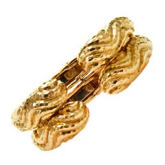 DAVID WEBB Pair Textured Yellow Gold Bangle Bracelet