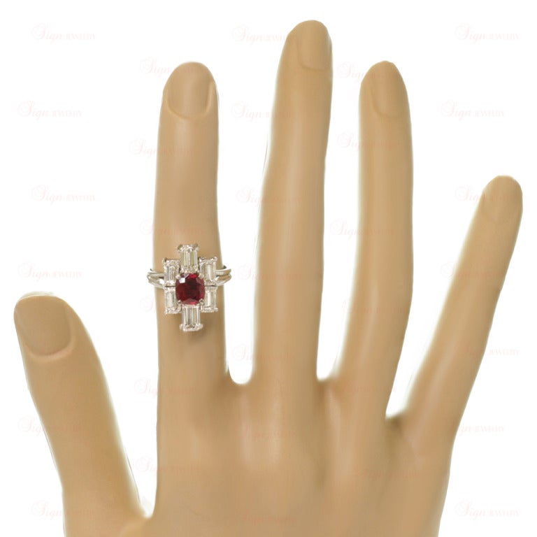 1980s Diamond Ruby Platinum Ring In Excellent Condition In New York, NY