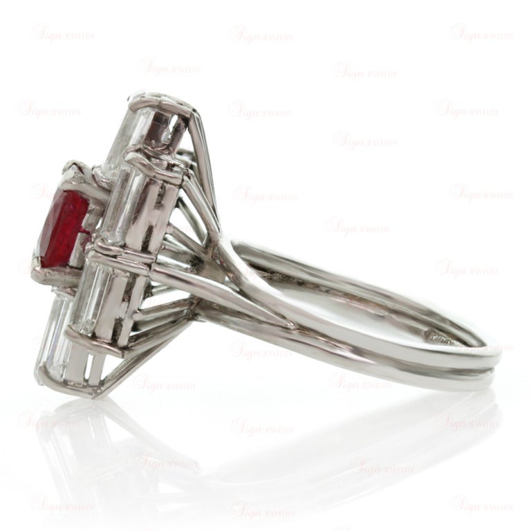 1980s Diamond Ruby Platinum Ring 2