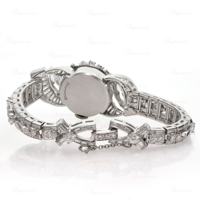 Hamilton Lady's Platinum and Diamond Concealed-Dial Bracelet Watch circa 1950s 2