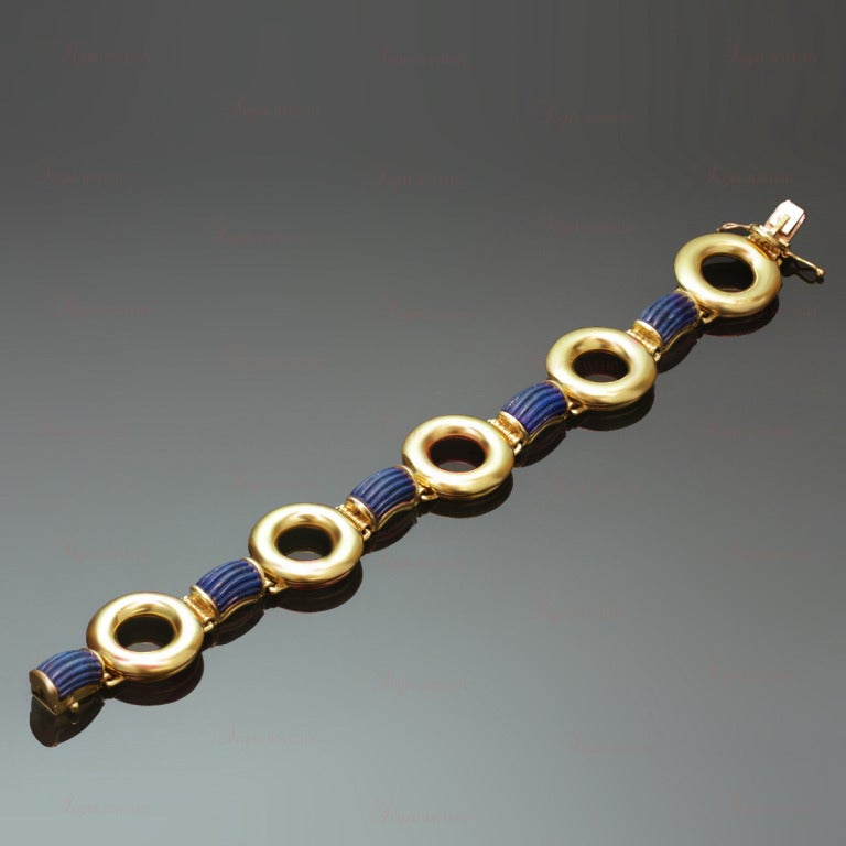 Women's TIFFANY & CO. Retro Blue Lapis Lazuli Yellow Gold Link Bracelet