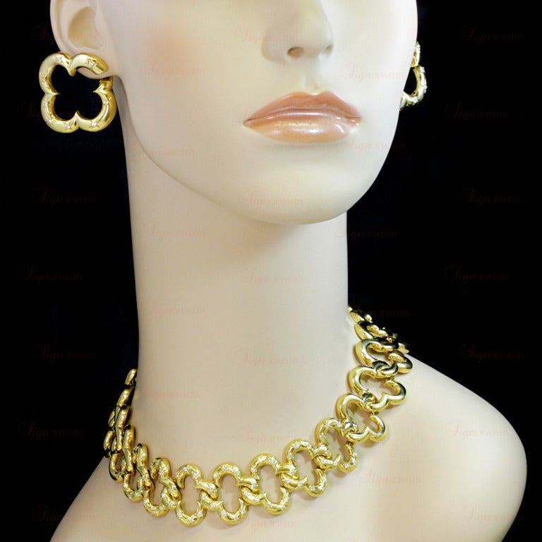 Women's VAN CLEEF & ARPELS Alhambra Diamond Earrings, Bracelet, Necklace Yellow Gold Jewelry Set