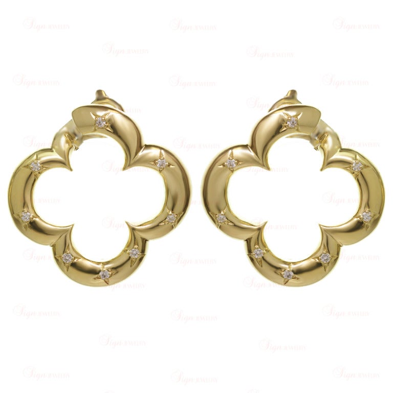 VAN CLEEF & ARPELS Alhambra Diamond Earrings, Bracelet, Necklace Yellow Gold Jewelry Set 3