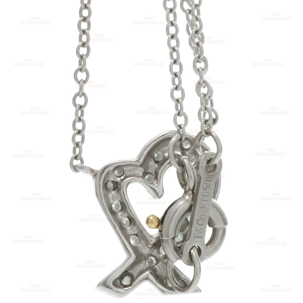 Brilliant Cut Tiffany & Co. Loving Heart Diamond Platinum Pendant Necklace