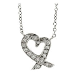 TIFFANY & CO. Loving Heart Diamond Platinum Pendant Necklace 1