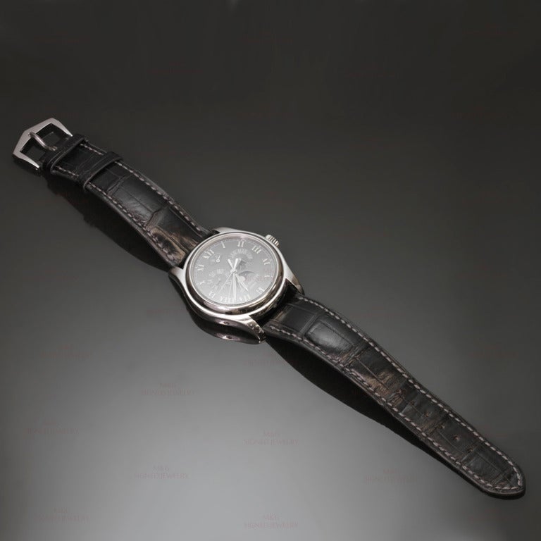 Men's Patek Philippe Platinum Annual Calendar Moonphase Power Reserve Wristwatch  For Sale