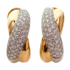 CARTIER Cross-Over Diamond Platinum Yellow Gold Clip-on Earrings 3
