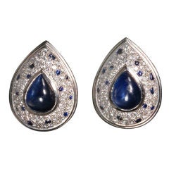 CARTIER Panthere Diamond Sapphire Platinum Earrings 1
