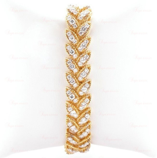 Women's Van Cleef & Arpels Diamond Yellow Gold Link Bracelet c1960s