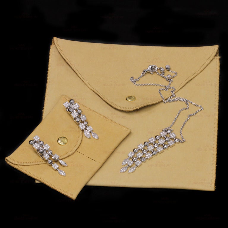 BULGARI Lucea  Diamond White Gold Necklace & Earrings Set In Excellent Condition In New York, NY