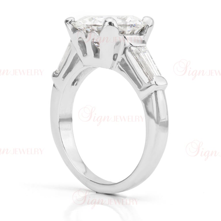 3.92 Carat Round Brilliant Diamond Engagement Ring GIA Damen