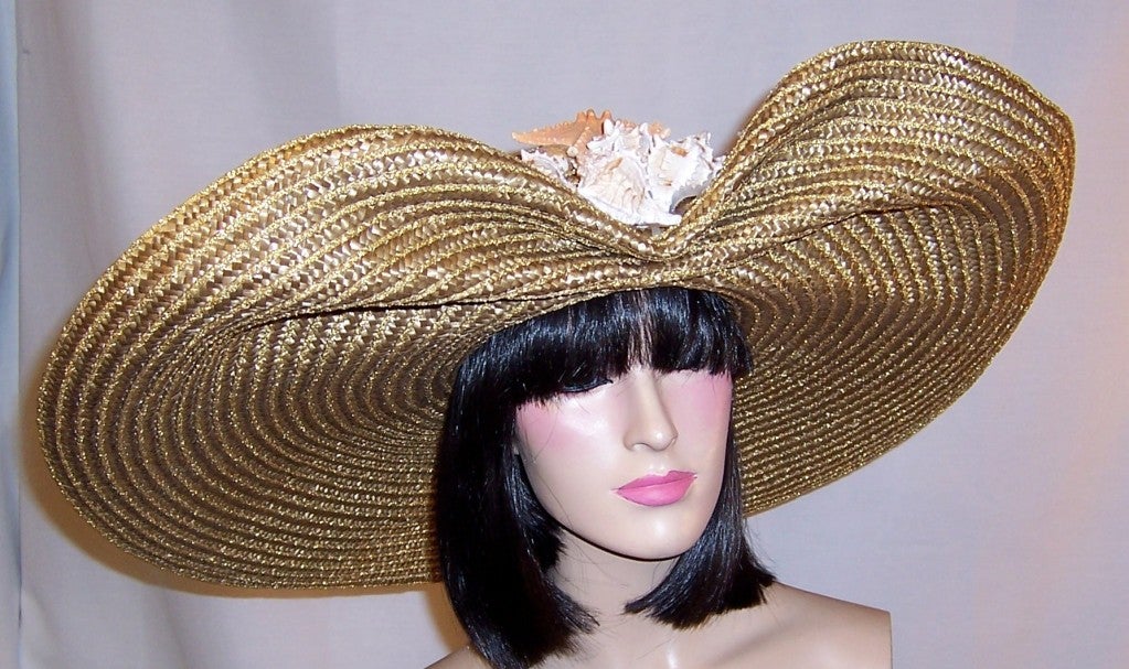Women's Extraordinarily Large, OOAK, Beach Hat Embellished with Sea Shells For Sale