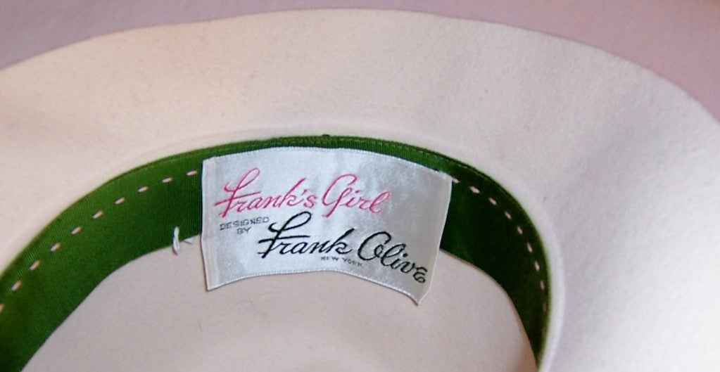 Frank's Girl White Woolen Felt Cloche Designed by Frank Olive For Sale 1