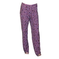 Vintage Beaded Sequined Pants Lined in Orchid Silk Charmeuse