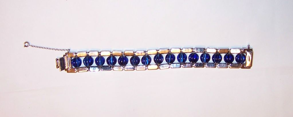 Rare and Unusual  Blue Rhinestone & Glass Bracelet/Eisenberg