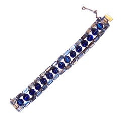 Retro Rare and Unusual  Blue Rhinestone & Glass Bracelet/Eisenberg