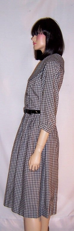 1950's Betty Barclay(New Old Stock with Tags) Black & White Checked Dress For Sale 1