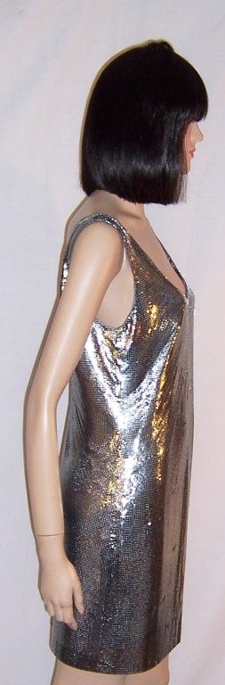 Silvery Blue Metallic Aluminum Shift Dress