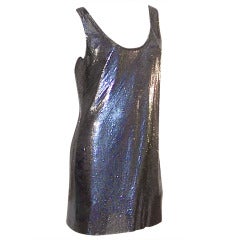 Silvery Blue Metallic Aluminum Shift Dress