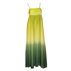 Simple Chartreuse Chiffon Empire Gown with Ombre Treatment