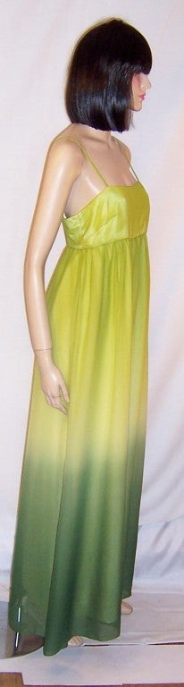 Simple Chartreuse Chiffon Empire Gown with Ombre Treatment