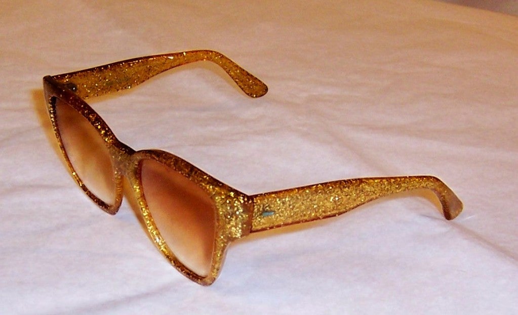 Women's or Men's Fabulous 1950's Gold Confetti Sunglasses from France For Sale