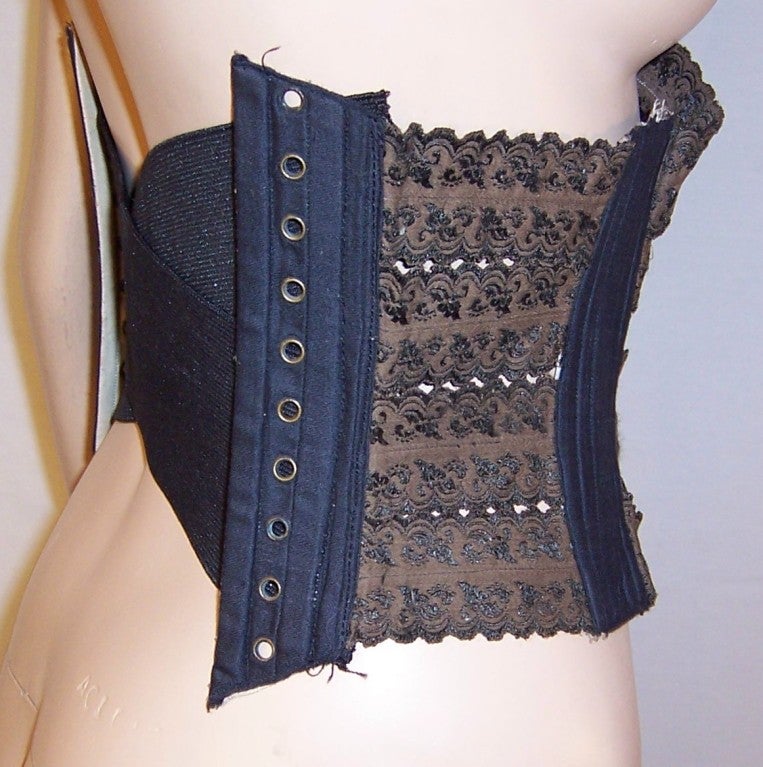 Women's Unusual Victorian Brown & Black, Underbust Waist Cincher For Sale