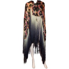 1920's  Floral  Lame Shawl with Ombre Fringe