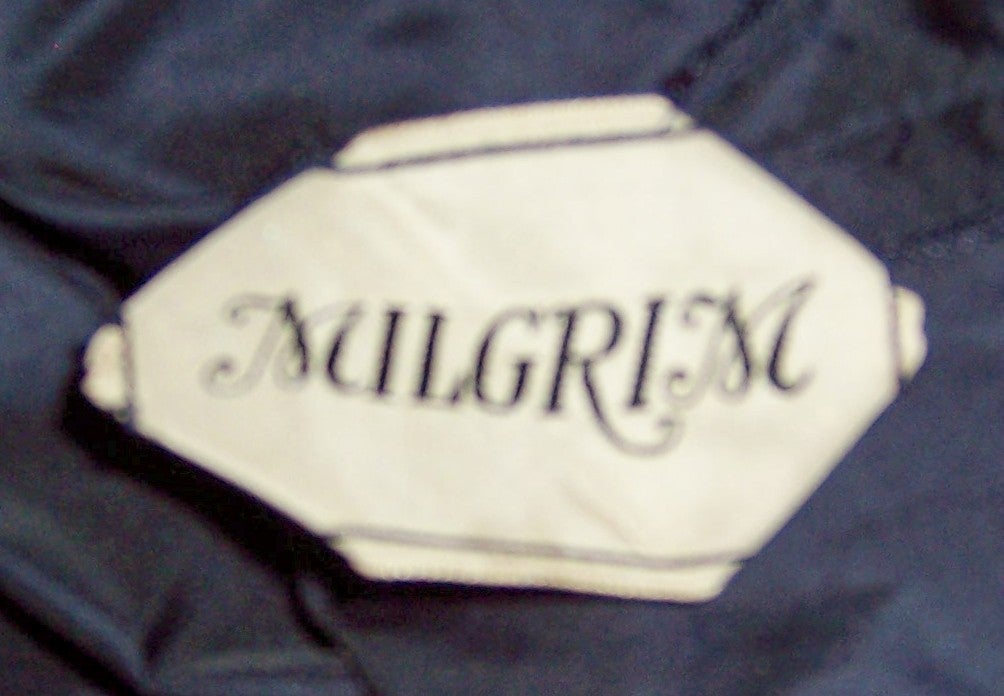 1930's Sally Milgrim Silk Chiffon Navy Gown For Sale 3