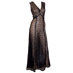 1930's Black Lace Evening Gown