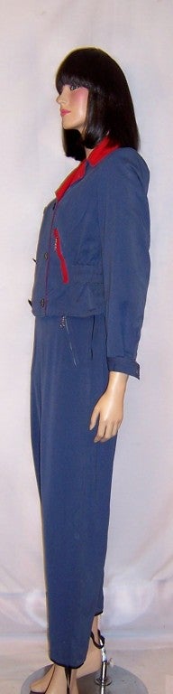 1940's Navy & Red Ski Suit with Reversible Jacket
