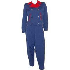 1940's Navy & Red Ski Suit with Reversible Jacket