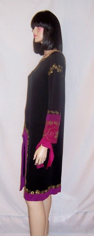 1920's Black Silk Tunic with Gold Bead and Sequined Embellishments