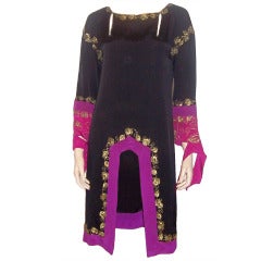 1920's Black Silk Tunic with Gold Bead and Sequined Embellishments