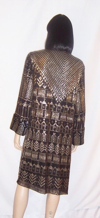 Women's Magnificent 1920's, Black & Silver Egyptian Assuit Coat For Sale