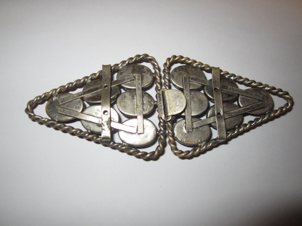 Art Deco Belt Buckle with Cabochon Stones In Excellent Condition For Sale In Oradell, NJ