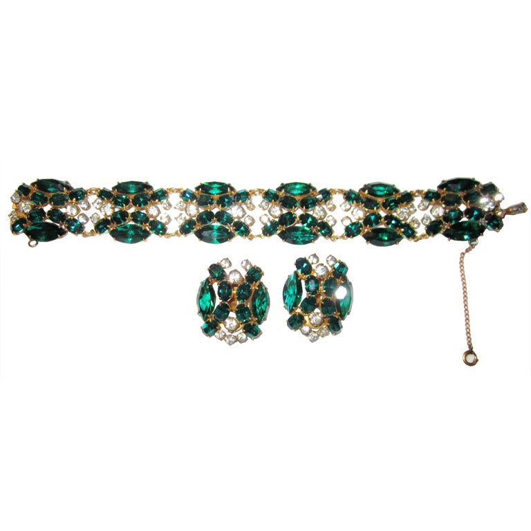 Exquisitely Detailed  1940's Bracelet & Earring Set For Sale