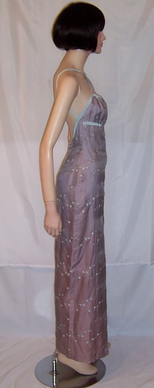Tocca Lavender Gown with Blue Embroidery for Saks Fifth Avenue For Sale 2