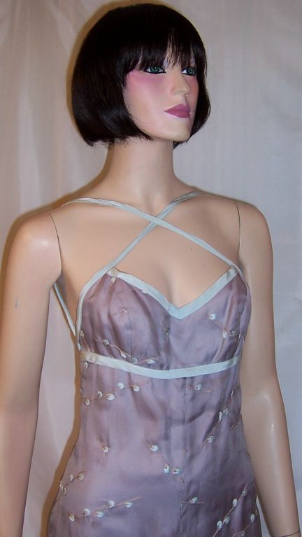 Tocca Lavender Gown with Blue Embroidery for Saks Fifth Avenue For Sale 3