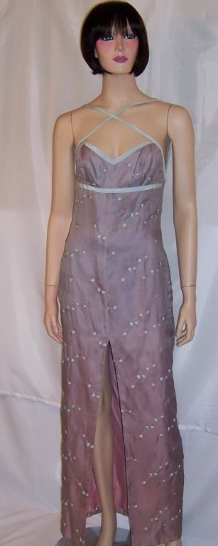 Tocca Lavender Gown with Blue Embroidery for Saks Fifth Avenue For Sale 4