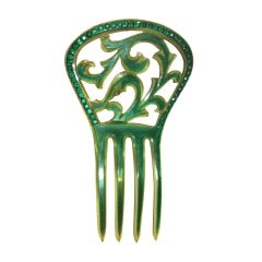 1920's Art Deco  Green Celluloid Comb