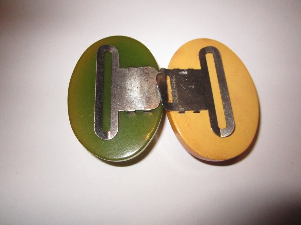 Art Deco Butterscotch & Green Bakelite Buckle