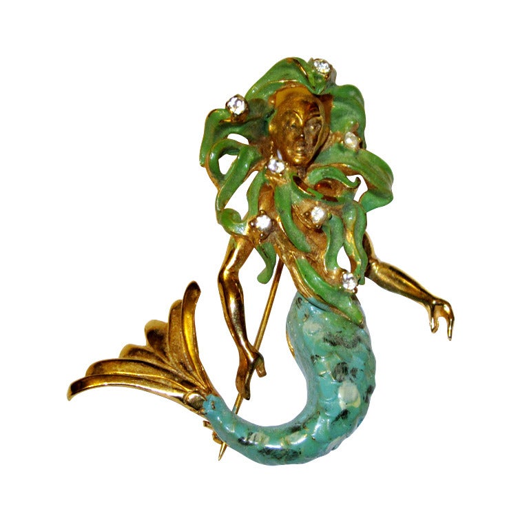 Hattie Carnegie Mermaid Brooch For Sale