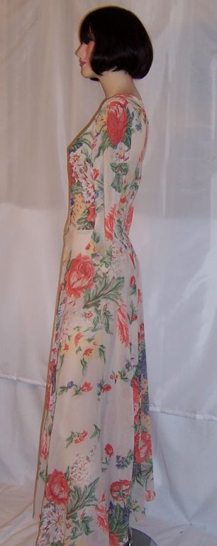 Early 1940's Floral Printed Floor Length Gown
