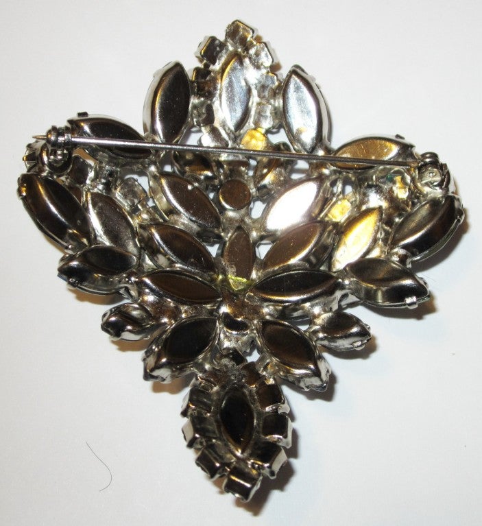 Impressive, Large 1960's Rhinestone AB Brooch In Excellent Condition For Sale In Oradell, NJ