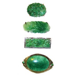 Grouping of Four Vintage Peking Glass Brooches