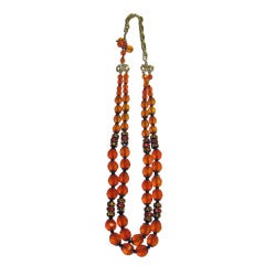 Retro Vibrant Orange, Austrian Cut Crystal Double-Strand Necklace