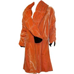 Sumptuous 1920's Black & Orange Silk Velvet Reversible Evening Coat