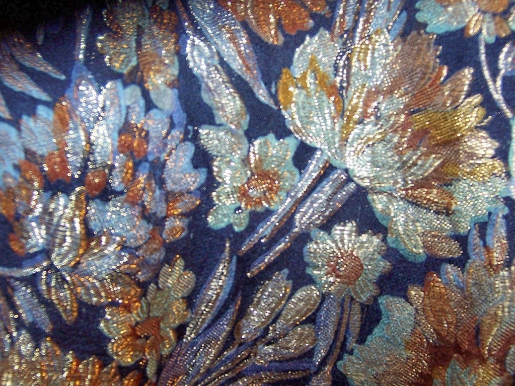 Opulent 1920's Prussian Blue Silk Velvet and Floral Lame Opera Coat For ...