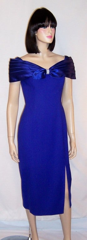 1980's Vintage Morton Myles "Evening in Paris" Blue Cocktail Dress